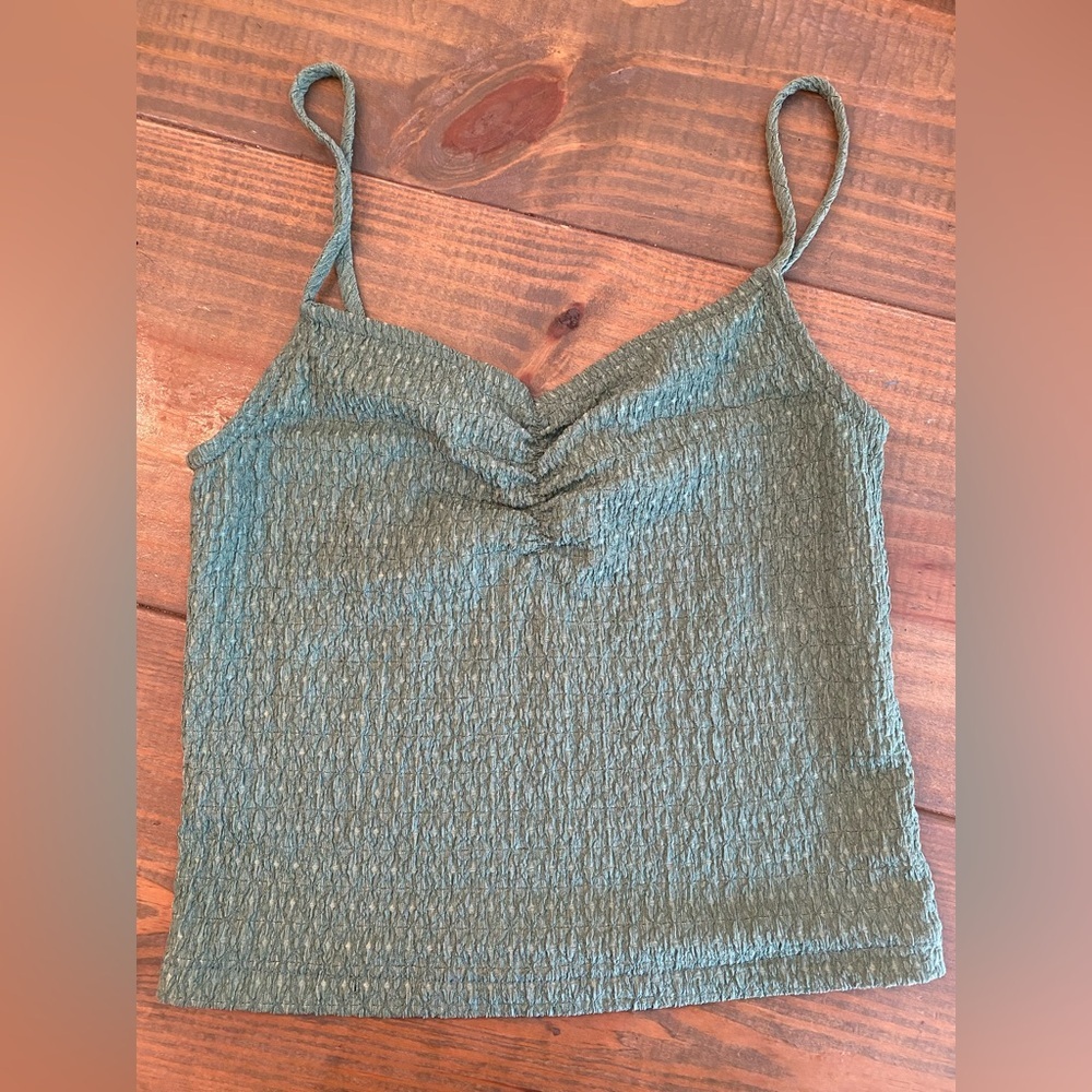 xs Madewell Crinkled Ruched-Front Cami Tank Top - Picture 2 of 3